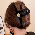 Elegant black velvet claw clip with gold heart buckle for women's hairstyle styling - Black Letter Heart (90#)