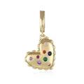Macro detail of 18k gold-plated heart pendant with multi-colored cubic zirconia stones - Heart