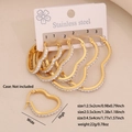 Gold heart-shaped crystal earrings set in three sizes 2.5cm to 4.5cm stainless steel - Heart Shape / 3 Pairs (2.5/3.5/4.5cm)