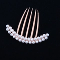 Elegant rose gold hair comb with white faux pearls for bun hairstyles and updos - Pearl