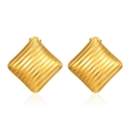 Vierkante gouden gestreepte roestvrijstalen oorknopjes met premium 18K metallic textuur - Oliegeperst Vierkant Hol Goud
