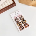 Set of 6 mini leopard print hair claws in tortoiseshell pattern on display card - 6#/6Pcs/Milk Tea Leopard