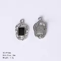 Vintage style black rectangular pendant with ornate frame, dimensions 20.5x13mm - 84448 Black