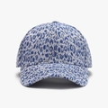 Blue and white leopard jacquard baseball cap with curved brim and textured fabric - Adjustable / Sky Blue (25A231 Sky Blue)