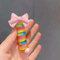 Lollipop hair clip with pink bow and rainbow spiral coil for girls and toddlers - Pink Bow/Rainbow Spiral