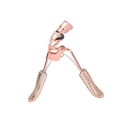 Rose gold eyelash curler with non-slip beaded handle and black rubber pad on white background - Nano Massage Handle Electroplated Rose Gold