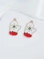 Detail of white enamel Christmas glove charms with gold snowflake for jewelry making - Snowflake Glove (23)