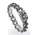 Pulsera punk de hombre con cabeza de lobo y eslabones de escamas plata antigua - Estilo Tête de Lobo