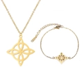 Golden Celtic knot necklace and bracelet jewelry set on white background - Style G Necklace Bracelet / Gold