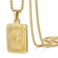 Collar hip hop de acero inoxidable bañado en oro de 18K con colgante de letra G - Oro G