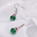Christmas earrings with green crystal beads, red rondelles and silver hooks on silk - 61. Green Crystal Earrings
