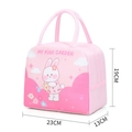 Pink cartoon rabbit lunch bag with My Pink Garden print and size dimensions 23x13x19cm - Pink Ruirui Rabbit Cute