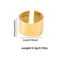 Irregular textured wide 18k gold plated stainless steel open ring with rock pattern - Adjustable Open / Wide Face Rock Texture Style (TYGR0064-1)