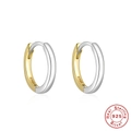 Classic S925 sterling silver hoop earrings with two-tone gold and silver plating - 925 Silver / Two-tone Style 7