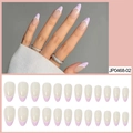 Faux ongles amande longs style French bicolore violet et blanc fini brillant - Violet Clair Blanc Épissure French (JP0468-02)