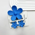 Three-piece set of matte blue plumeria flower hair claws including one large and two small - Blue Set (includes Cards)