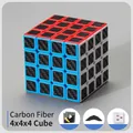 Professional 4x4 speed cube with carbon fiber stickers and magnetic racing design - 4x4 Carbon Fiber Texture