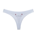 Tanga blanco de seda de hielo sin costuras con estampado de gato y frase deportiva - S / Estampado de Gato / Blanco