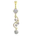 Piercing de nombril doré avec pierres de zircone et barre courbe élégante - XY-8 Gland Vague