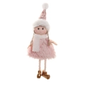 Angelo di Natale in peluche rosa con dettagli in pelliccia e stivali dorati glitter - Ciondolo Berretto in Maglia Rosa Ragazza