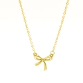 Minimalist 18K gold plated stainless steel necklace featuring a bow pendant on white background - Gold Necklace