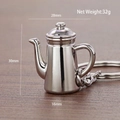 Miniature silver moka pot metal keychain with 30mm height and 32g net weight - Pourover Kettle (Silver)