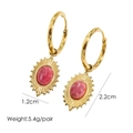 Detailansicht der 14K Gold-Ahornblatt-Ohrringe mit Rhodochrosit und Größenangaben - 1049-Gold Mit Rosa Rhodochrosit Oval
