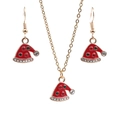 Set gioielli natalizi con collana cappello di Babbo Natale rosso e orecchini - Set collana orecchini cappello di Natale B con strass