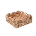 Handgeweven mand van zeegras met golvende randen en ronde handgrepen voor decor - Vierkant Groot 33x13cm