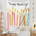 White Happy Birthday tapestry with colorful patterned candles for party wall decor - Hand-drawn Candles (ZJ1011-8) / 73X95CM (Cross-border Brushed)
