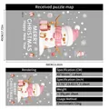 Pink snowman Christmas window sticker with snowflakes and gift box, 45x60cm size - Pink Theme Merry Christmas (45*60cm)