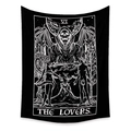 Macro shot of The Lovers tarot card tapestry with Gothic skull and monochrome art detail - 73X95CM / LOVERS