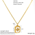 Détail d'un collier avec pendentif étoile octogonale doré et incrustation de nacre - Style Étoile à Huit Branches en Nacre (SN070G)