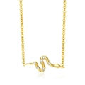 Collana in argento sterling 925 con pendente a serpente dorato e zirconi bianchi lucidi - Collana - Oro