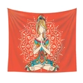 Detail of bohemian orange tapestry featuring mandala patterns and yoga meditation design - Qy419-4 / 150X200CM (Short Plush)
