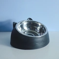 Black elevated pet bowl with stainless steel insert and cute cat ear design for cats - 200ml / Black