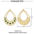 Detailed parameter chart showing gold teardrop earrings with green enamel dimensions - Green Enamel Teardrop-VG518