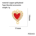 Detalle de colgante corazón de esmalte rojo bañado en oro 18K con circonitas - Rojo