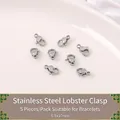 5-piece pack of 6.5x10mm stainless steel lobster clasps for DIY jewelry making - Stainless Steel Lobster Clasp 6.5x10mm 5pcs (For Bracelet)