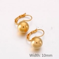 Orecchini a sfera in acciaio inossidabile dorato lucido con larghezza 10mm e chiusura - 10mm / Oro