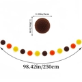 Guirlande de pompons pour Thanksgiving marron orange jaune longueur de 2,5m - Guirlande de pompons de Thanksgiving