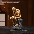 Moderne Denker Skulptur in Bronze auf dunklem Sockel, 25cm hoch für minimalistische Deko - Gold Stil