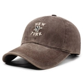 Vintage washed cotton baseball cap in dark coffee brown with New York embroidery - Adjustable / Coffee