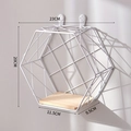 Nordic white hexagonal metal wire wall shelf with wood base measuring 23x20cm size - Medium / White