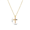Golden cross necklace featuring colorful cubic zirconia stones measuring 2.3cm by 1.6cm - Multicolor Zircon Cross (639)