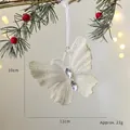 Sparkling butterfly Christmas ornament in champagne gold with glitter finish and gemstones - Butterfly