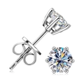 Classic four-prong S925 sterling silver stud earrings with brilliant round-cut moissanite - 0.5 Carat * 2 / Classic 6-Prong Silver