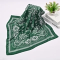 Elegant green paisley square silk scarf with vintage bandana prints for women - Light Green Paisley