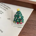 Glittery green resin Christmas tree charm with yellow star and gift bag detail - Dark Green Christmas Tree