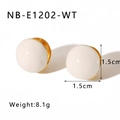 White enamel and 18K gold-plated stainless steel round hoop earrings for women - White Round Style (NB-E1202-WT)